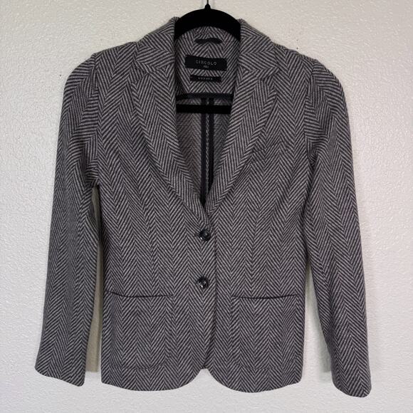 Circolo 1901 Blazer Jacket Women 38 Wool Cashmere Herringbone Preppy Classic 2